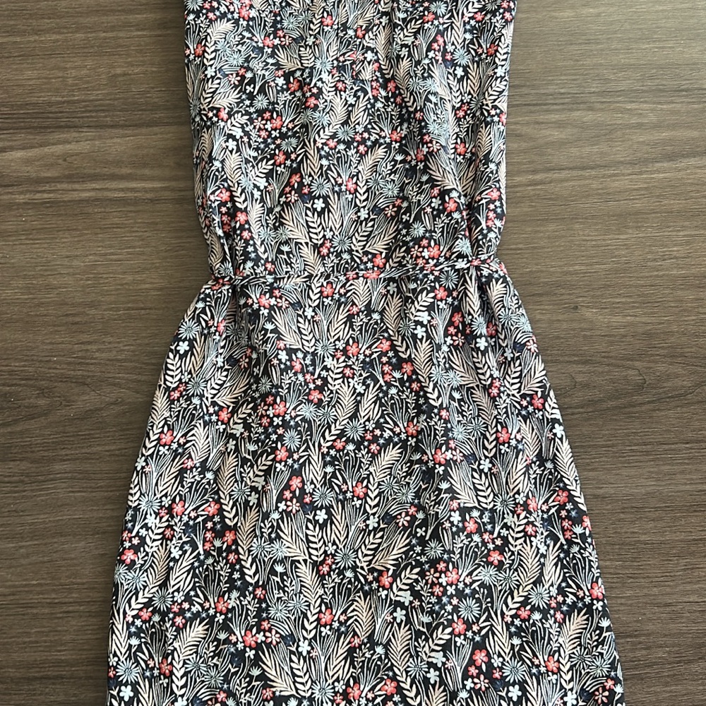 LOFT Black and White Floral Midi Dress